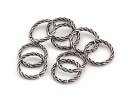 Antique Silver (plated) Twisted Jump Ring 10mm (100 pieces)