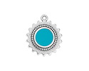 Antique Silver (plated) Turquoise Enamel Sun Focal 18x21mm