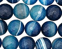 Sky Blue Line Agate Faceted Round 14mm