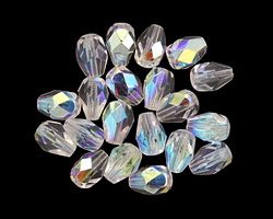 Czech Glass Crystal AB Faceted Drop 7x5mm