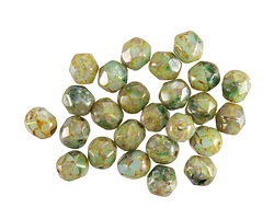 Czech Glass Jungle Picasso Fire Polished Round 6mm