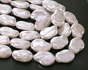 Pearly White Flat Baroque Style Shell Pearl 24x17mm
