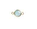 Sea Blue Opal Crystal Round Link in Gold Finish Bezel 14.5x8.5mm
