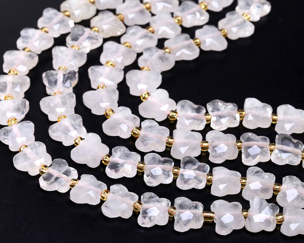 Rose Quartz (Light) Microfaceted Butterfly 8x10mm