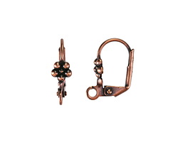 Antique Copper (plated) Leverback Earring w/ Daisy 11x15mm