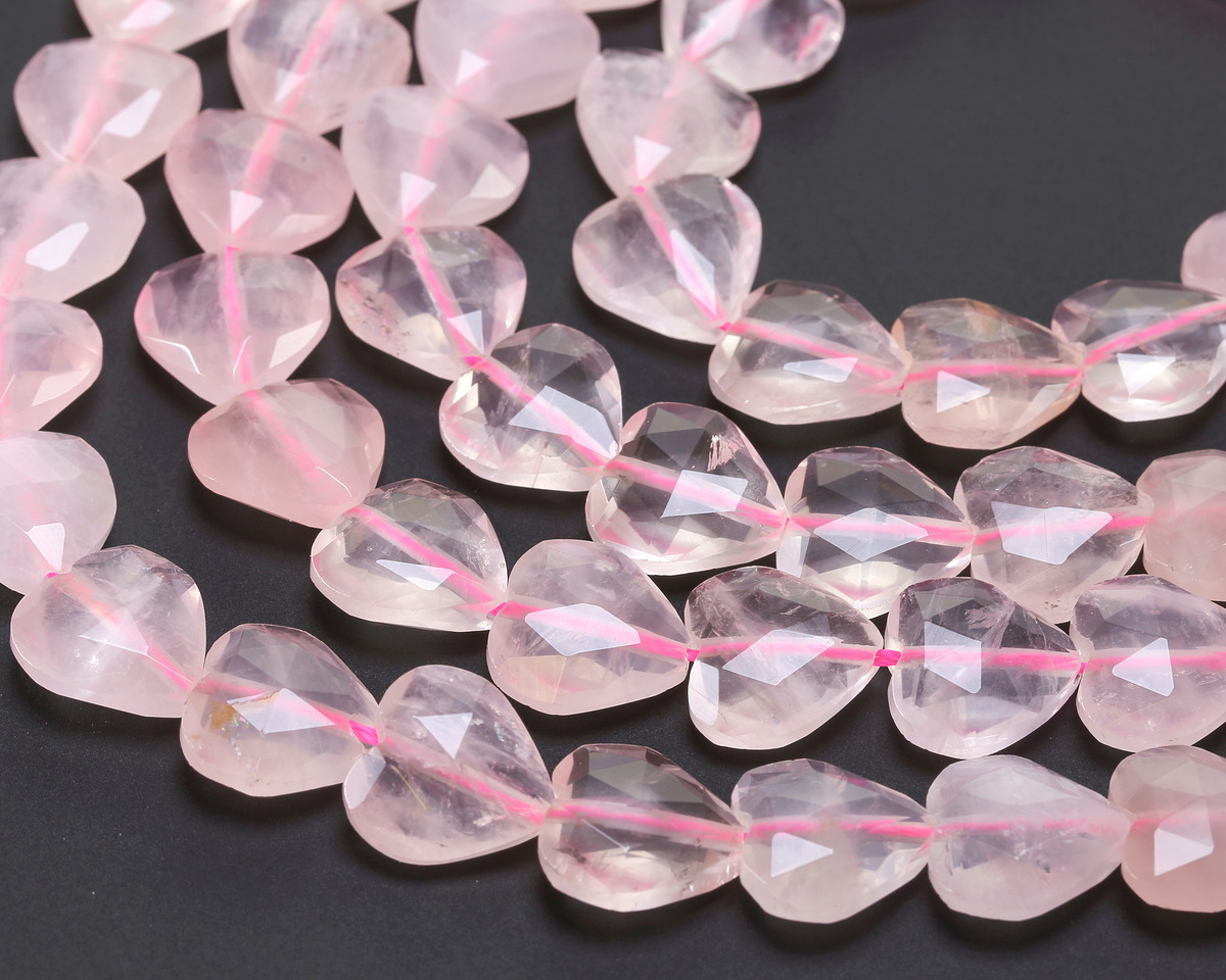 Rose Quartz Microfaceted Heart 13-14mm