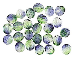 Czech Glass Dual Coated Blueberry/Green Tea Fire Polished Round 6mm