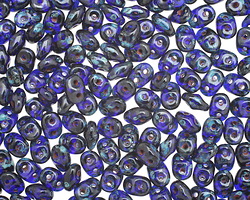 Cobalt Picasso SuperDuo 2x5mm Seed Bead