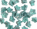 Czech Glass Luster Teal 5 Point Bellflower 6x9mm