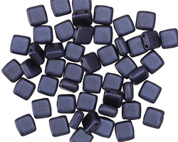 CzechMates Glass Pearl Coat Navy Blue 2-Hole Tile 6mm