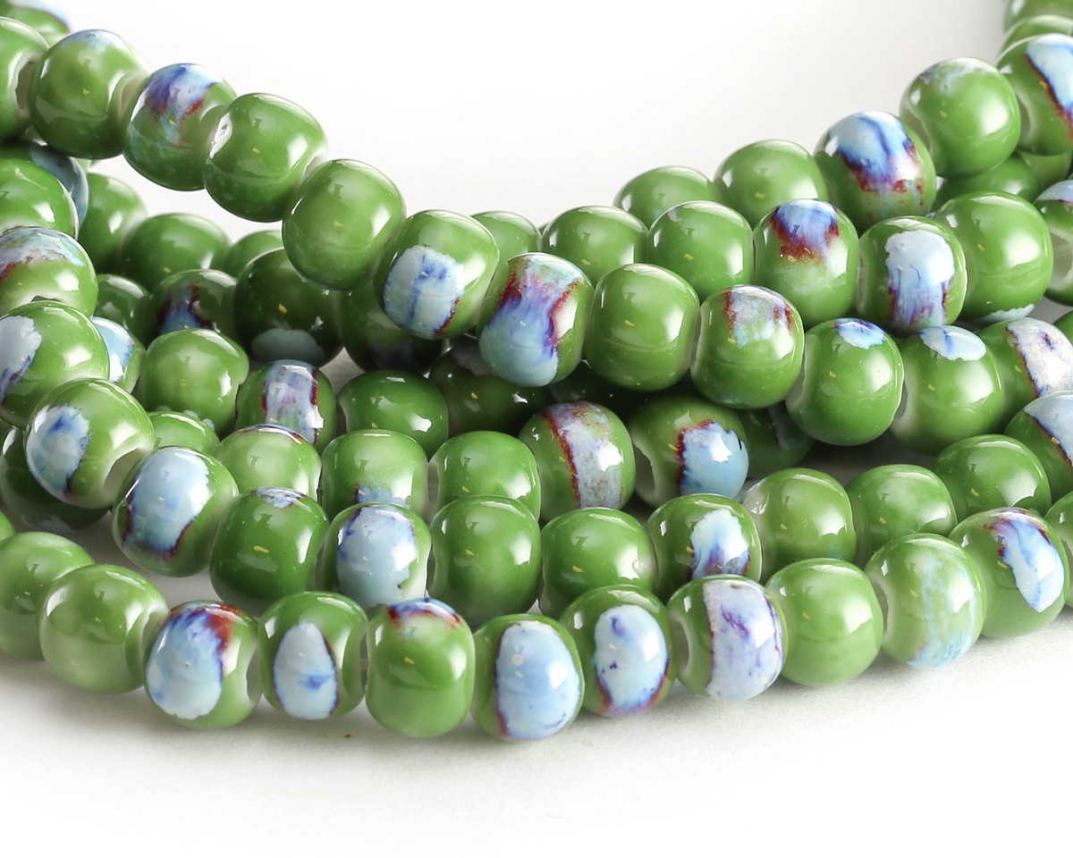 Grasshopper Porcelain Tumbled Rondelle 7x10mm