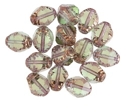 Czech Glass Bronzed Prairie Green Etched Bicone 10x8mm