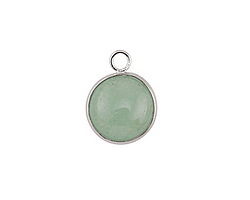 Green Aventurine Coin Focal w/ Silver Finish 13x17mm