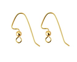 Gold (plated) Stainless Steel Angular Earwire w/ 3mm Ball 20x19mm