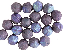 Czech Glass Matte Dark Thistle AB w/ Purple Wash English Cut Bead 7x8mm