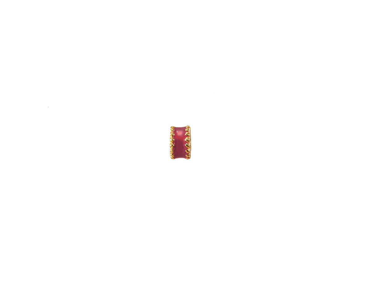 Ruby Red Enamel & 24K Gold (plated) Large Hole Small Spacer 2.5x4mm