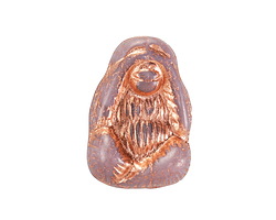 Czech Glass Lavender Silk w/ Copper "See No Evil" Monkey Focal Bead 16x22mm