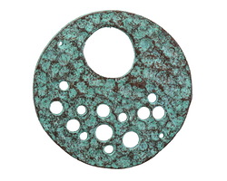 Mykonos Copper (plated) Patina Space Stencil Coin Focal Link 35mm