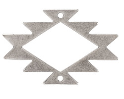 Mykonos Antique Silver (plated) Large Aztec Pattern Focal Link 45x68mm