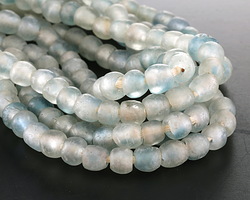 African Recycled Glass Vintage Denim Tumbled Round 8-10mm
