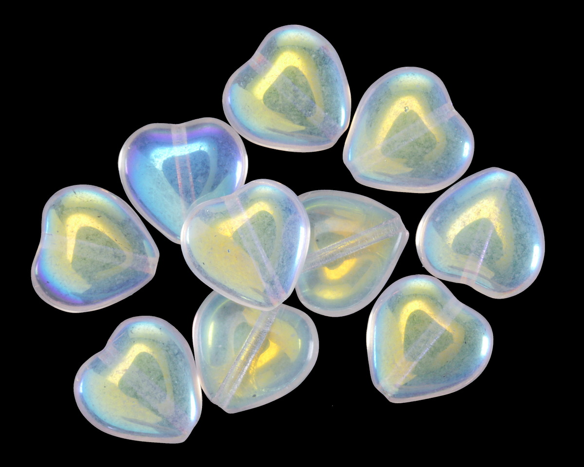 Czech Glass Crystal AB Heart 10mm