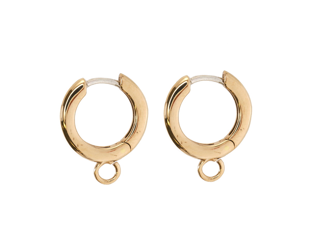 Nina Designs Bronze Round Wire Huggie Hoops with Loop 14x16mm