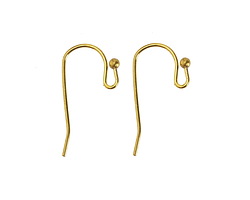 Vintaj Solid Brass Ball Ear Wire 20x11mm