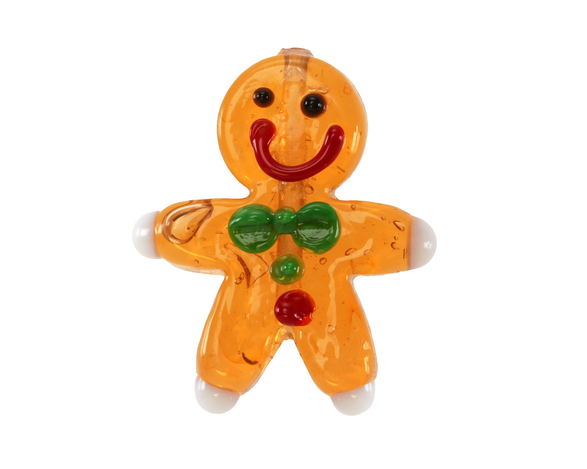 Gingerbread Person Lampwork Glass Focal Bead 23-24x27-28mm