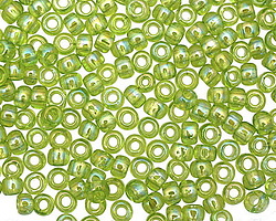 TOHO Transparent Rainbow Lime Green Round 6/0 Seed Bead