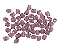 Czech Glass Amethyst Fire Polished Round 3mm