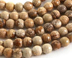 Picture Jasper Faceted Round (Large Hole) 8mm Beads