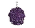 Amethyst Druzy Freeform Pendant Set in Silver (plated) 40-48x52-59mm