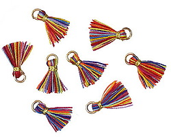 Carnival w/ Gold Binding & Jump Ring Tiny Thread Tassel 12mm