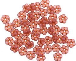 Czech Glass Pink Opal w/ Copper Bali Style Daisy Spacer 2x5mm