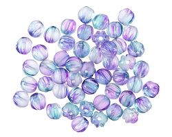 Czech Glass Dual Coated Blue & Purple Melon Round 4mm