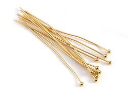 Gold (plated) Ball Headpin 2", 21 gauge (200 pieces)