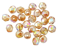 Czech Glass Crystal Sand AB Luster Fire Polished Round 6mm