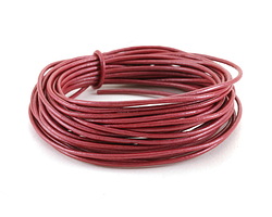 Metallic Corrida Red Round Leather Cord 2mm, 32 feet