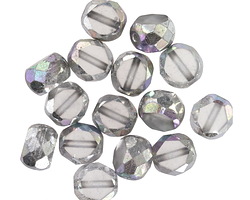 Czech Glass Crystal AB w/ Silver Faceted Table Cut Oval 8x7mm