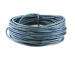 Natural Pacific Blue Round Leather Cord 1.5mm, 16 feet