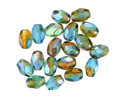 Czech Glass Rainforest AB Fire Polished Rice 7x5mm