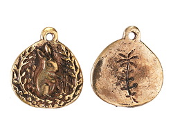 Green Girl Bronze Bunny Pendant 25x23mm