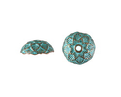Patina Blue Copper (plated) Lotus Bead Cap 4x12mm
