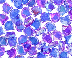 Matubo Czech Glass ColorTrends: Summer Rainbow - Dark Blue 2-Hole Ginkgo Leaf 7.5mm