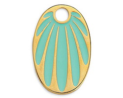 24K Gold (plated) Turquoise Enamel Palm Leaves Oval Focal 26x41mm
