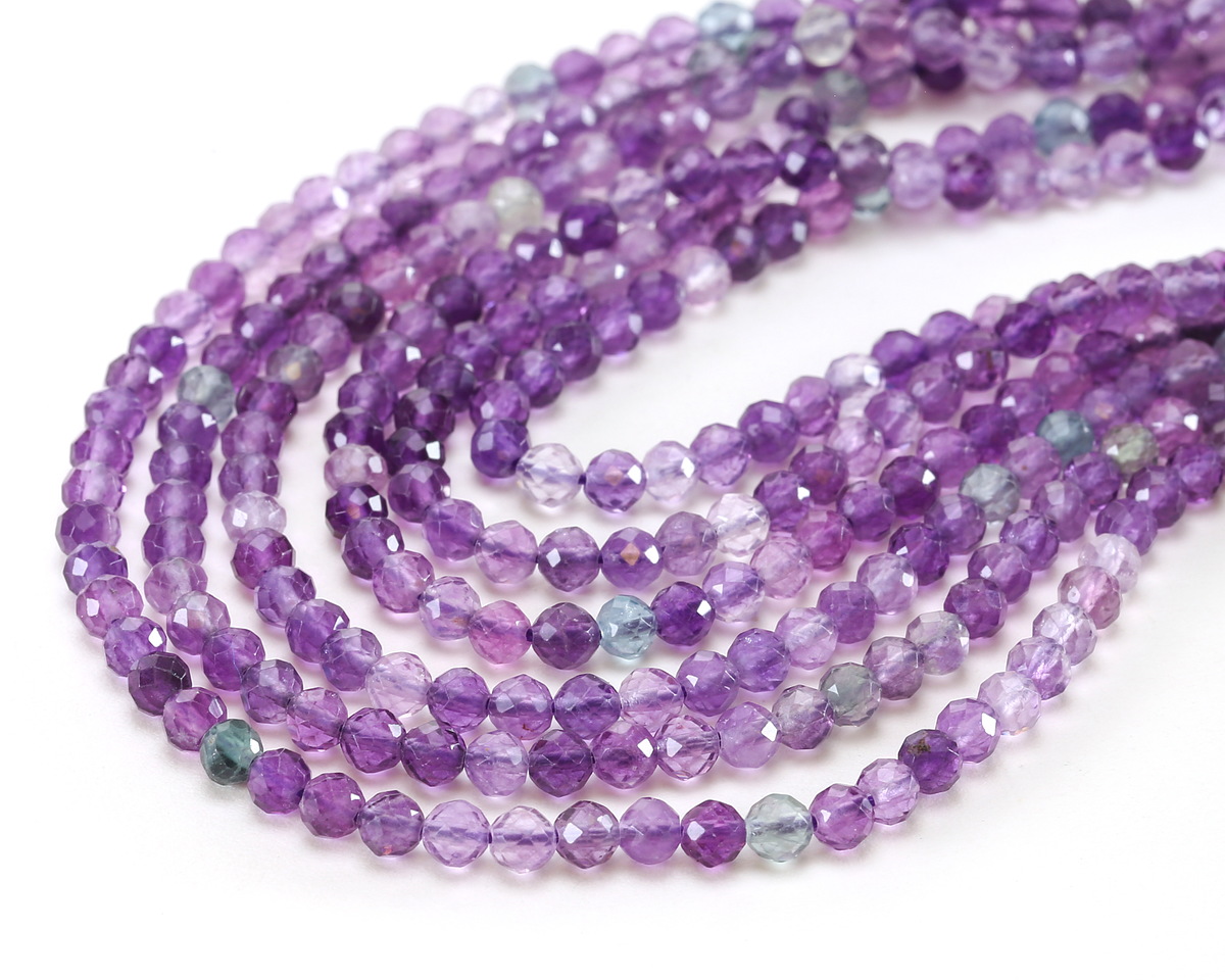 Purple Fluorite (AA) Microfaceted Round 4mm