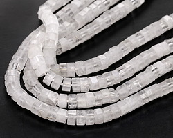 Rock Crystal Quartz Microfaceted Heishi 3x6mm