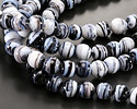 Jet & White Swirl Lampwork Glass Round 10mm