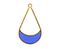24K Gold (Plated) Transparent Cobalt Blue Resin Openwork Teardrop Focal 24x42mm