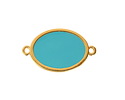 24K Gold (Plated) Aqua Enamel Oval Focal Link 27x16mm